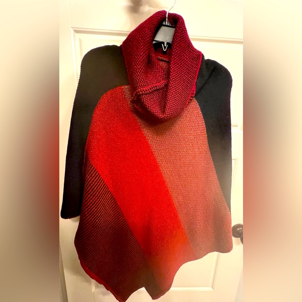 Red and Black cow neck cape.